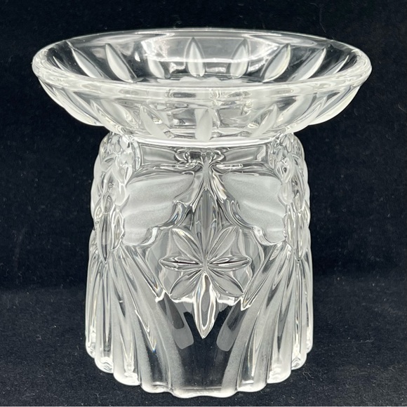 Gorham Angels Of Peace Crystal Pillar Candle Holder Frosted Germany Christmas - Picture 2 of 13